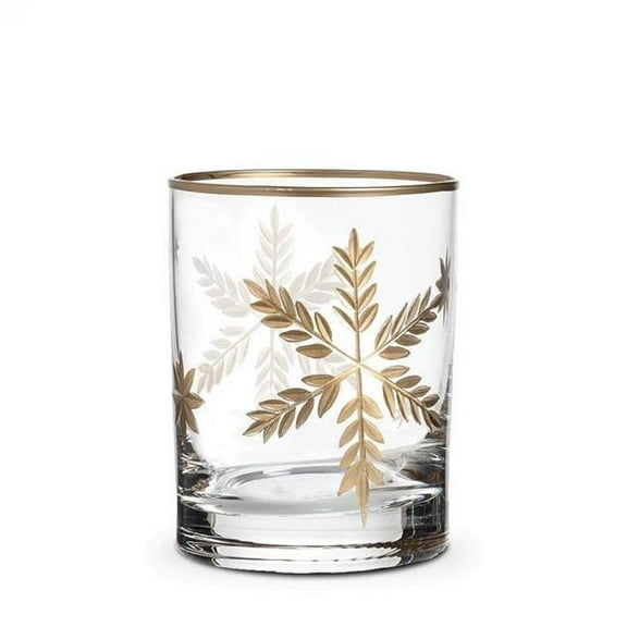 MDR Trading AB-27-FLAKE-OF-Q01 4 in. 12 oz Snowflake Tumbler Glass - Clear & Gold