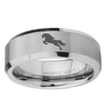 thumbnail image 2 of Horse 8MM Beveled Edge Gray Tungsten Men Ring, 2 of 2