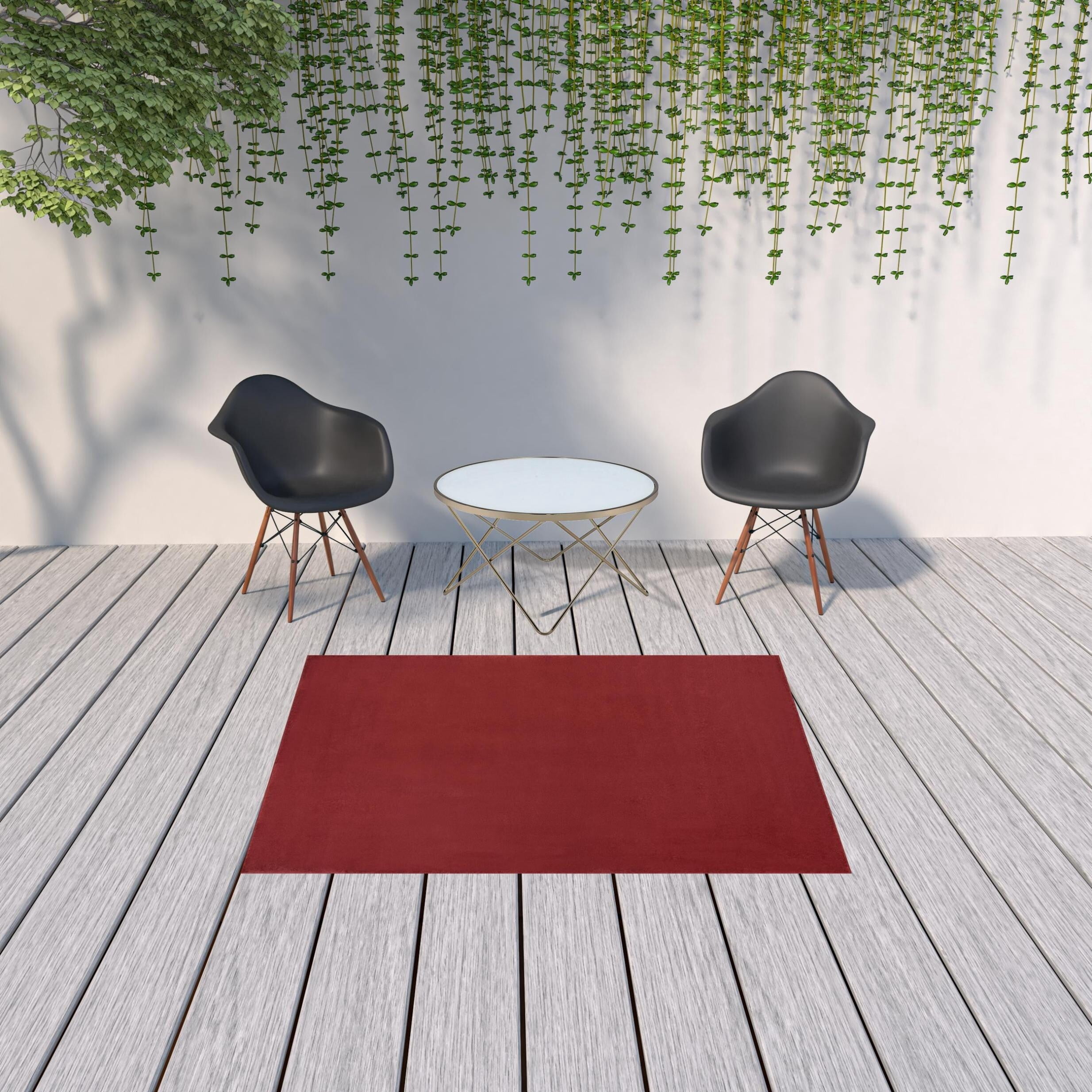 5' X 7' Brick Red Non Skid Indoor Outdoor Area Rug - 6' x 7'