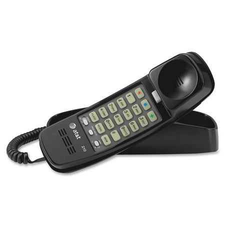 AT&T 210 Corded Trimline Phone with Speed Dial and Memory Buttons, Black