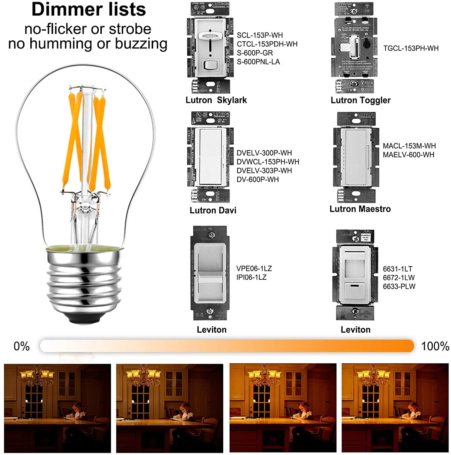Dimmable E26 led Bulb 6W Equal 60 watt Vintage LED Edison Bulb AC120V 2700K A15 LED Bulb for Ceiling Fan Light Bulbs,Appliance Bulb and Refrigerator Light Bulb 950LM Clear Medium 6Pack