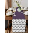 thumbnail image 2 of Grey Chevron Burlap Cotton Table Runner 13x90 Inches Long, Geometric Purple Print Wavy Striped White Farmhouse Table Runners, Outdoor Dining Tablecloths Decor for Baby Shower/Party/Wedding, 2 of 6