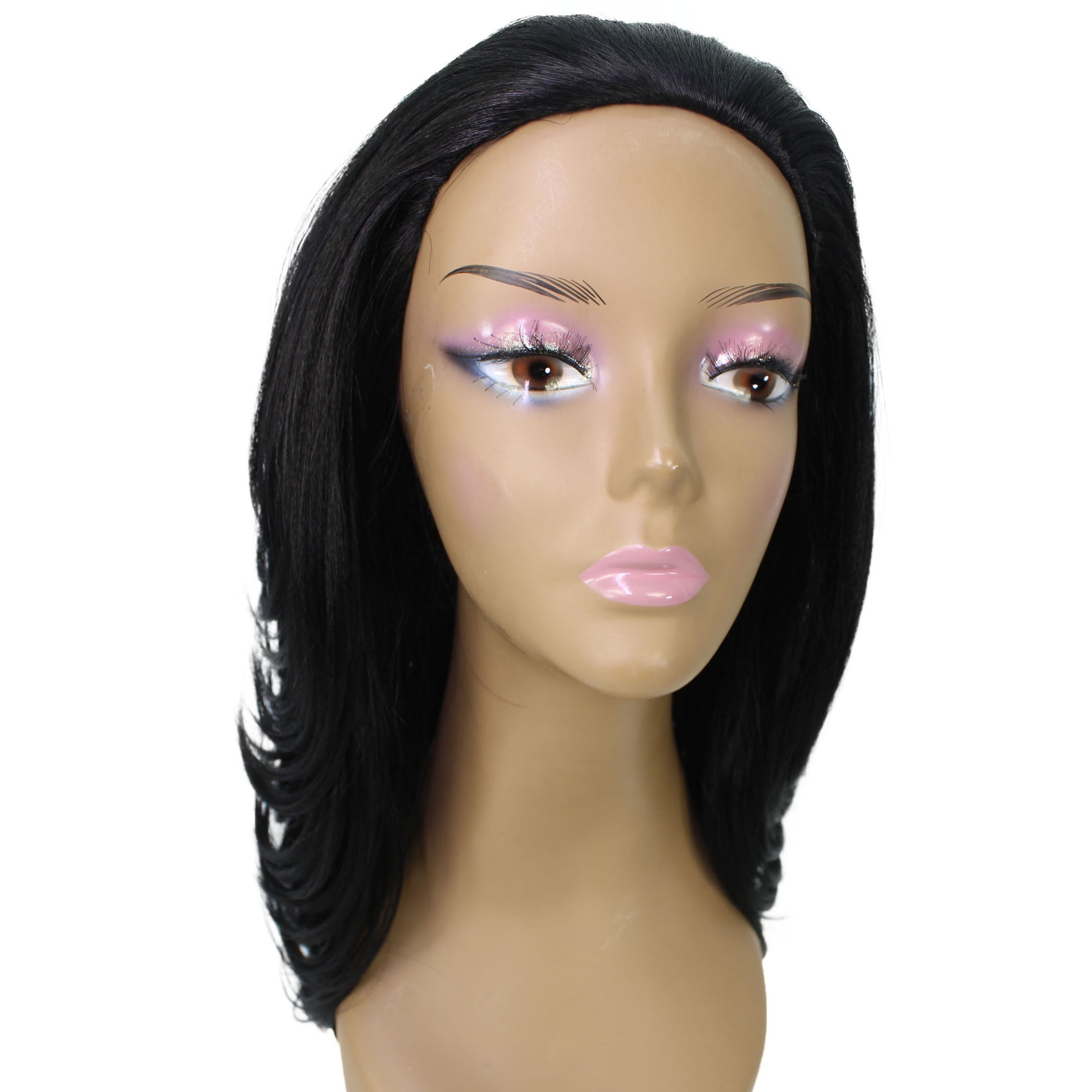 LUXLUXE Leal Curly Layered 18.5 in Long Half Wig Mix Human Hair and Synthetic Fibers