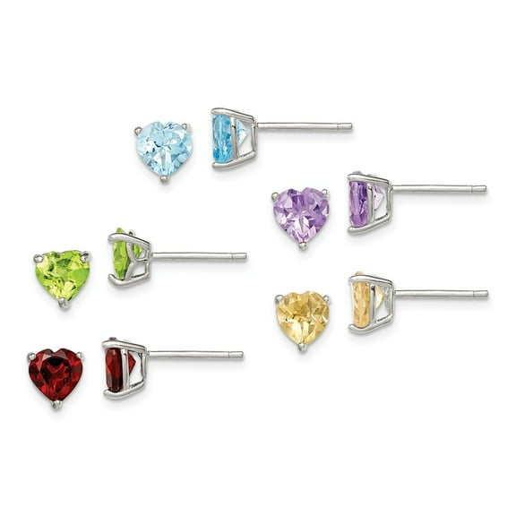 925 Sterling Silver Gemstone Post Earring Set