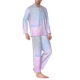 thumbnail image 2 of Honeii Rainbow Pattern Mens Pajamas Set,2pcs Men's Lounge Long Sleeve Sleep Shirt and Pajama Bottoms Sleepwear Set,Mens Pjs Sets-X-Large, 2 of 7
