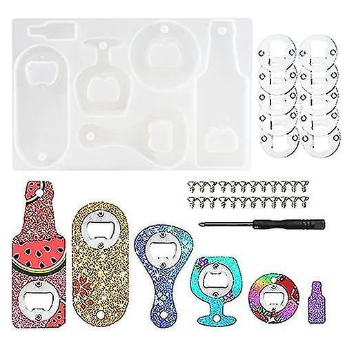 Accesorio de abridor de resina con 10 piezas de inserción de acero, molde para botellas, juego de sacacorchos de epoxi para bricolaje, molde de silicona para cerveza