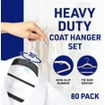 thumbnail image 4 of Lifemaster 80 Pcs. Dry Wet Clothes Hangers - Heavy Duty Coat Hanger Set with 360° Swivel Hook, Non-Slip, Space-Saving, Sleek Design - Accessory Tie Bar, Smart Strap Hooks, Non-Slip Pants Bar (Black), 4 of 7