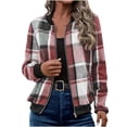 thumbnail image 5 of Shackets for Women 2026 Fashion Flannel Plaid Zip Up Jackets Casual Long Sleeve Baggy Outwear Coat Fall Clothes, 5 of 7