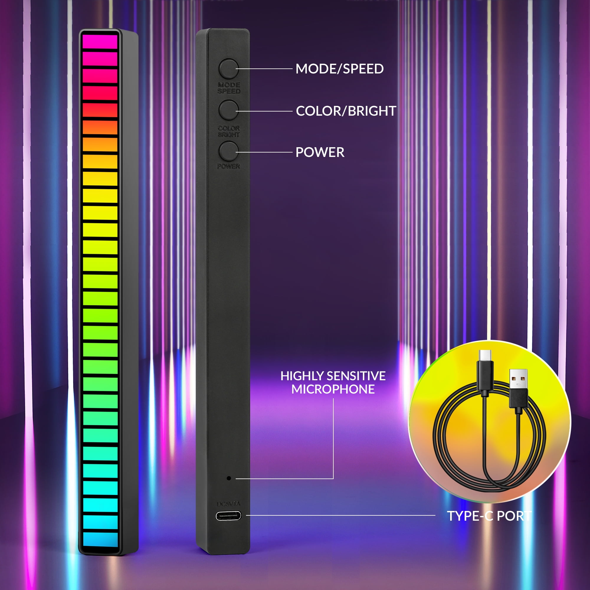 Led Bar Level Buy Music Level Light, ANHAY 2 Pack Rechargeable Music Level Light LED ...