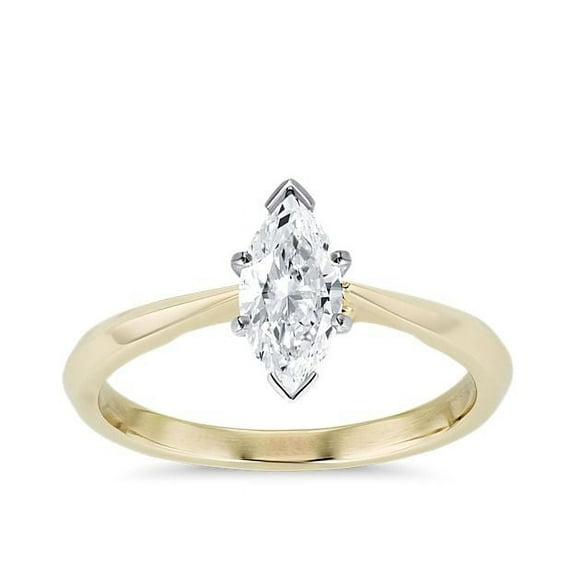 1.00 T.C.W Marquise Shape Natural Diamond Latest Design Solitaire Wedding Ring for Women Solid 18K Yellow Gold Size 8