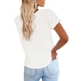 thumbnail image 2 of Summer Short Sleeve Women Solid Color Crew Neck Casual T-Shirt, 2 of 3