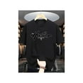 thumbnail image 1 of Camiseta de manga corta de algodón con estampado gráfico de Hustle Houston para hombre, cuello redondo informal, tejido de punto de poliéster ligeramente elástico, corte regular, manga corta con detal, 1 of 6