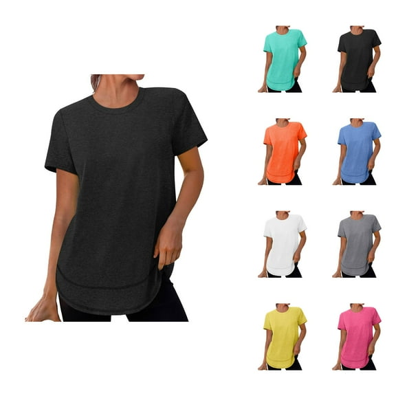 Plain Basic T Shirts for Women 2025 Summer Short Sleeve Crewneck Lightweight Casual Loose Tee Shirt Womens T Shirts