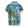 thumbnail image 4 of VBTAPA Mens Hawaiian Floral Shirt Short Sleeve Palm Tree Printed Button Down Shirts Summer Beach Vacation Tops Sky Blue XXXXL, 4 of 6