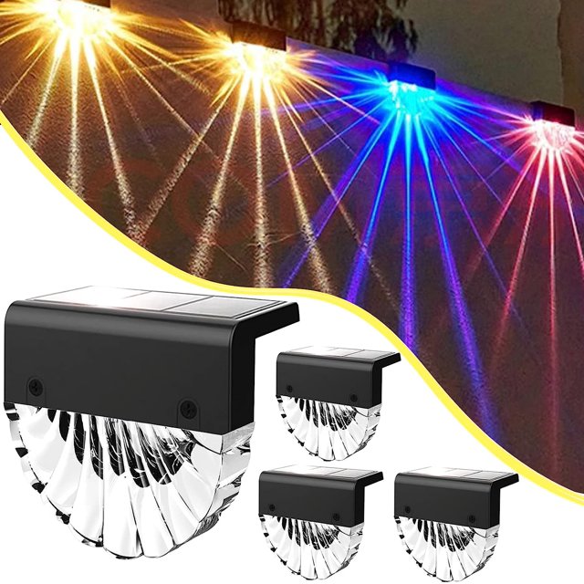 Luz solar para cercas, 4 piezas de iluminación para caminos, luz solar para terrazas, luces solares para escalones a prueba de agua para exteriores utilizadas para cercas, terrazas, escaleras, decora