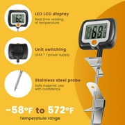 Digital Candy Thermometer with Pot Clip, 180° Rotating LCD Instant Read Food Thermometer for Deep Fry