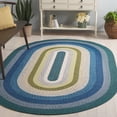 thumbnail image 2 of SAFAVIEH Braided Tendrils Striped Machine Washable Reversible Area Rug, Navy/Green, 4' x 6' Oval, 2 of 12