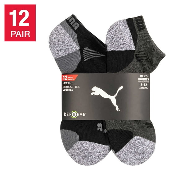 Puma Men’s Repreve Athletic Sock, 12-pairs (Black)