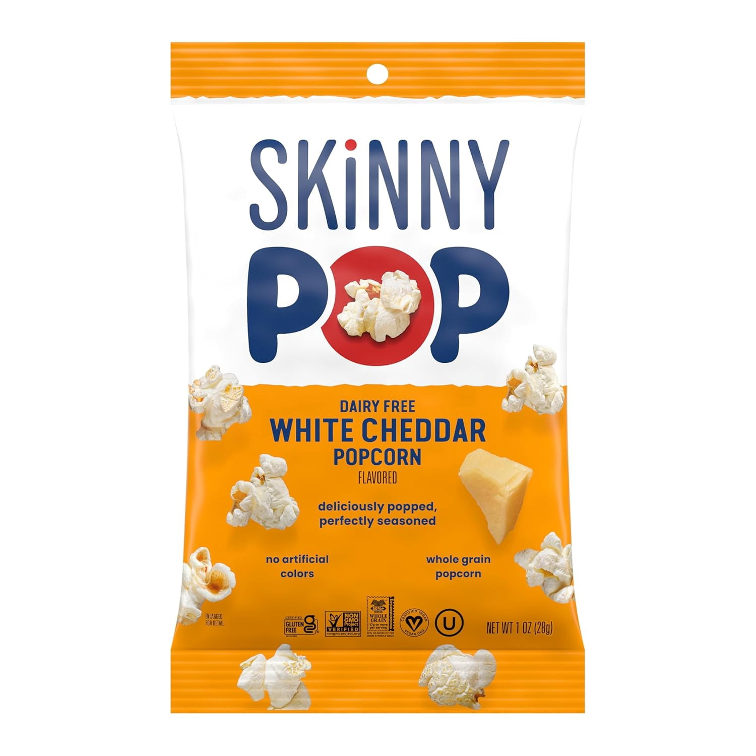 SKINNYPOP POPCORN WHITE CHEDDAR – 12CT × 1OZ BAGS MULTIPACK