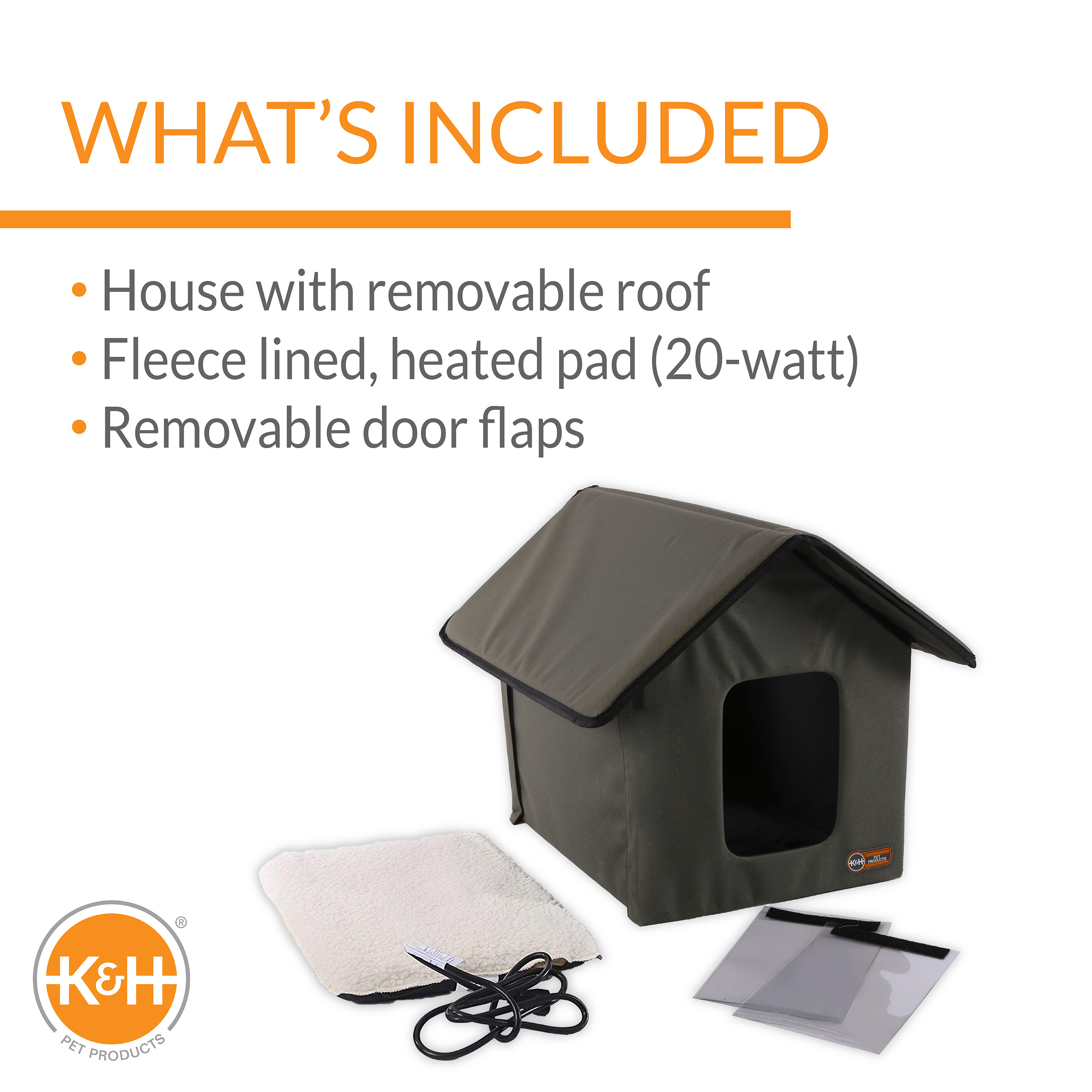 K&H Pet Products Outdoor HEATED Kitty House Olive 22″ x 18″ x 17″