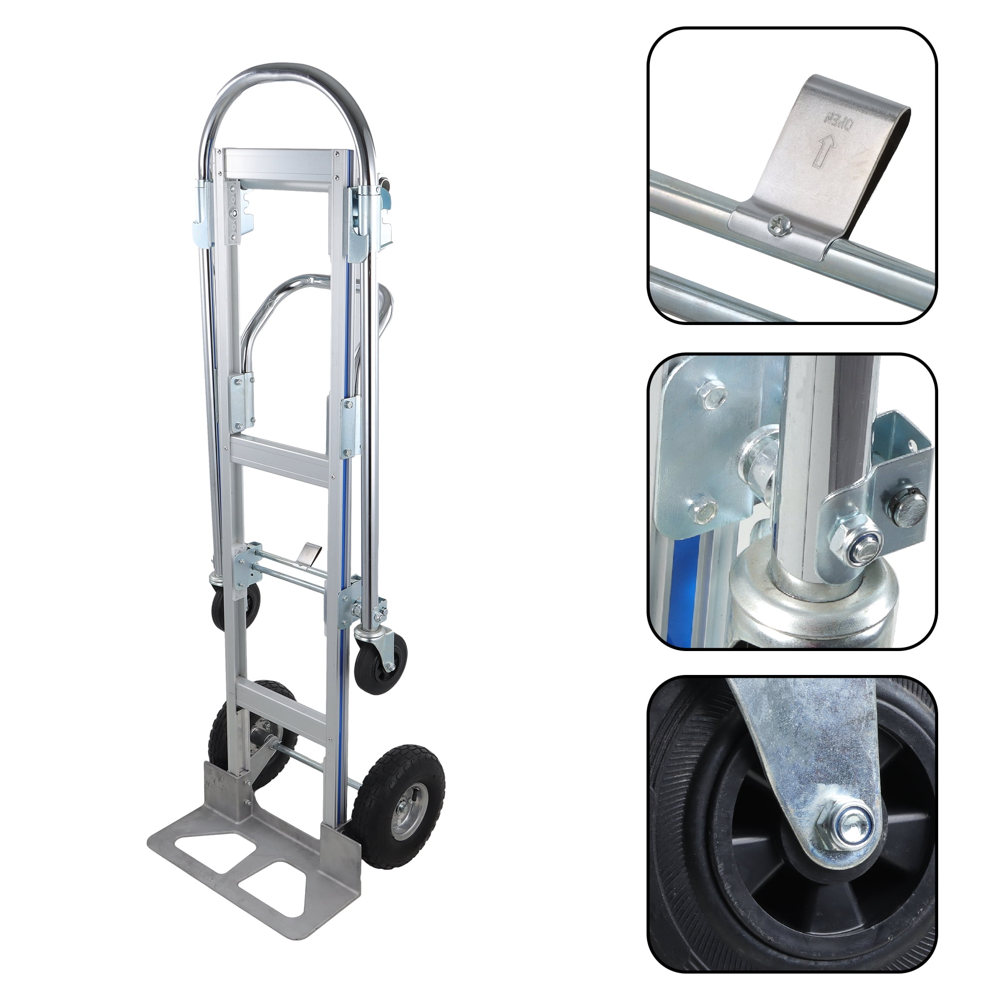 Hand Truck 1000Lb Aluminum 2 In 1 Folding Trolley Convertible Folding Dolly Cart