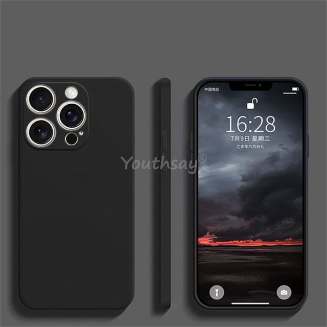 For iPhone 16 Pro Max Case Liquid Silicone Plain Case For Apple iPhone 16 Pro Max Cover TPU Anti-drop Phone Protector Cover Black For iPhone 16 ProMax