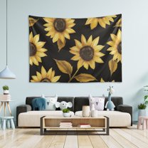 Yayeee Tapestry Wall Hanging for Bedroom 60" x 40" Living Room Home Wall Art Decor, Black Sunflower Pattern