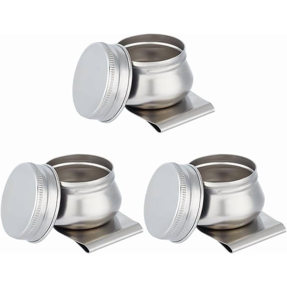 3 pcs Metal Stainless Steel Oil Painting Cups Single Palettes Container Cups Dipper Painting Pot Container with Lid and Clip Large Mouth Dipper Pallete Cups for Drawing for DIY