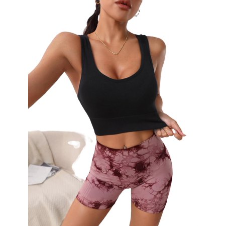 

Plain Round Neck Black Women Sports Bras Women s