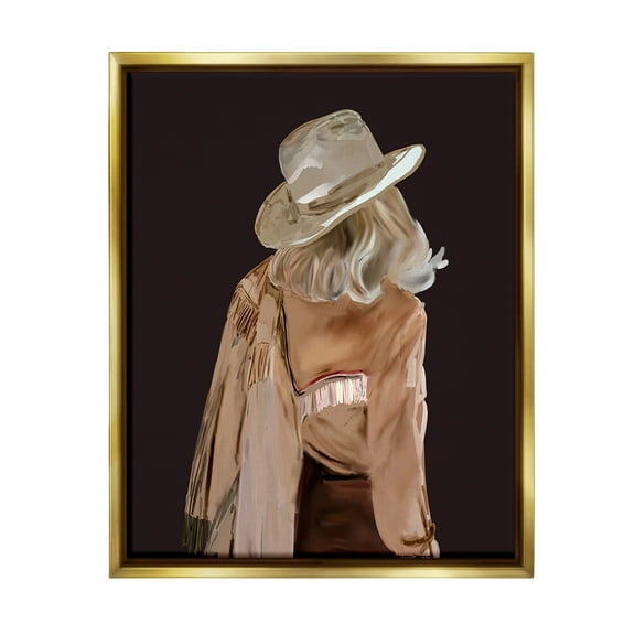 Stupell Industries Abstract Southwestern Cowgirl Abstract Painting Gold Floater Framed Canvas Art Print Wall Art, 25 x 31