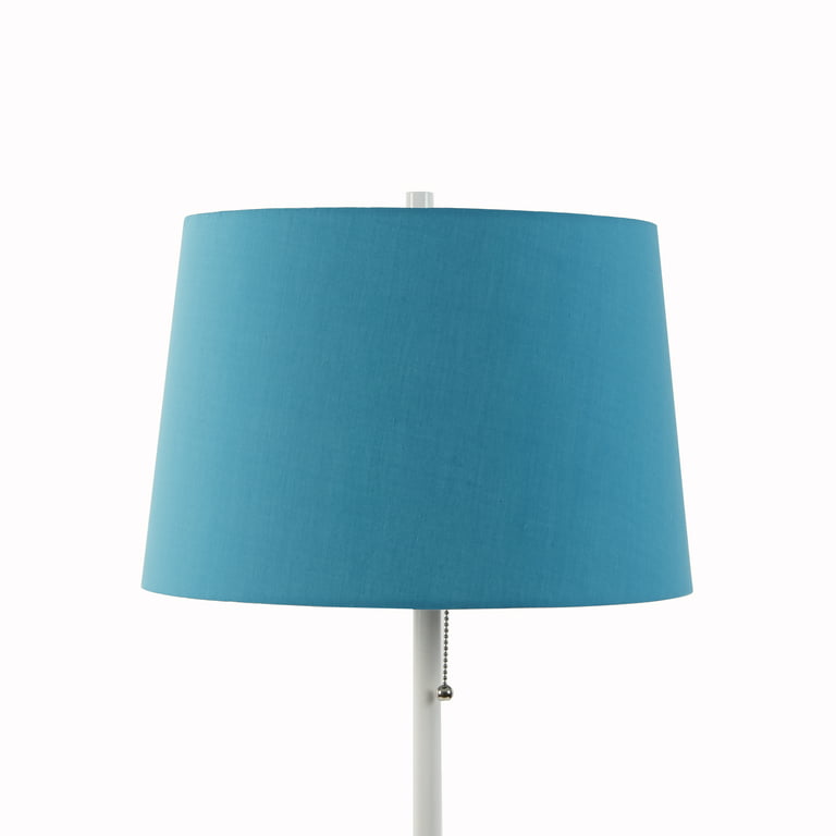 White Stick Floor Lamp With Teal Shade, Hextra Lamp Shader