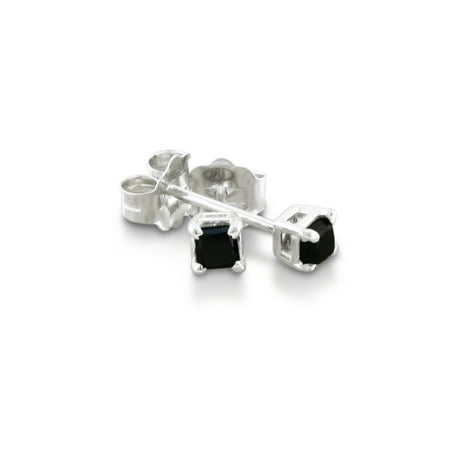 1/4ct Princess Cut Black Diamond Stud Earrings