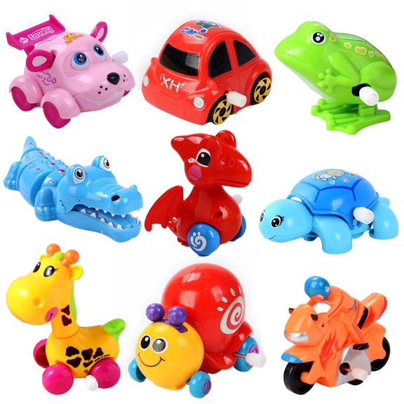 NUOLUX 9pcs Kids Clockwork Animal Wind Up Toys Funny Cartoon Educational Animal Toys Party Favors Toy Great Gift (Random Color and Style)