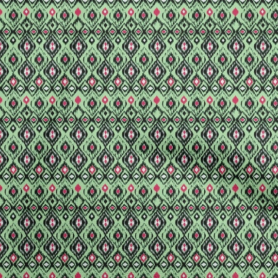 oneOone Cotton Cambric Light Green Fabric Ikat Fabric For Sewing Printed Craft Fabric By The Yard 56 Inch Wide