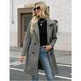thumbnail image 2 of Lentta Women's Winter Wool Blend Coat Casual Notch Lapel Mid-Long Double-Breasted Peacoat Jacket Outwear, 2 of 7