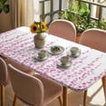 thumbnail image 3 of Pink Table Cloths for 5 Foot Rectangle Tables, Polka Dots Watercolor Abstract Art Patio Waterproof Elastic Fitted Tablecloths, Washable Rectangular Table Cover for Camping, 3 of 8