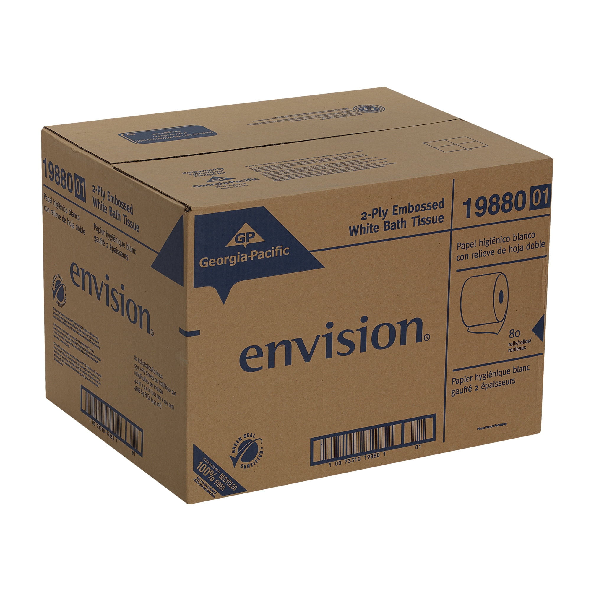 Pacific Blue Basic 2-Ply Toilet Paper, 550 Sheets/Roll, 80 Rolls/Carton, GPC1988001