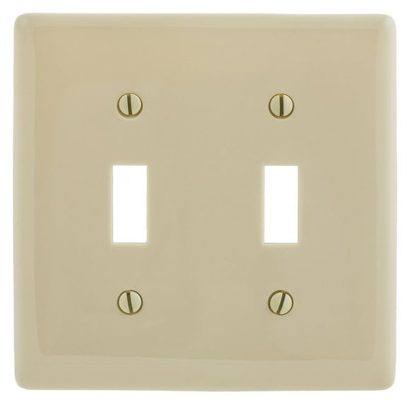 Hubbell Wiring Ivory NPJ2I 2-Gang Mid-Size Toggle Switch Wallplate Cover