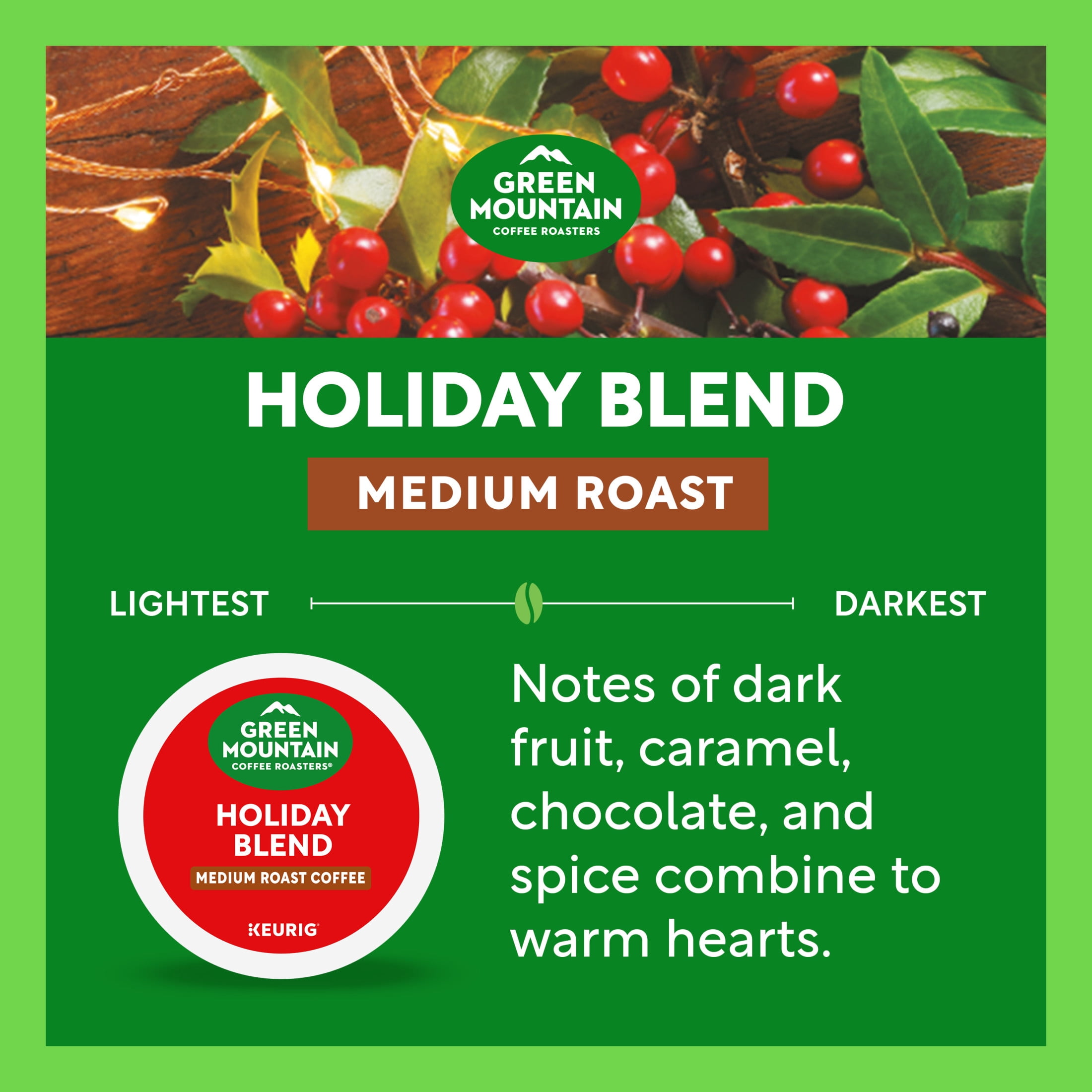 Green Mountain Coffee Roasters, Holiday Blend Medium Roast K-Cup Coffee Pods, 24 Count