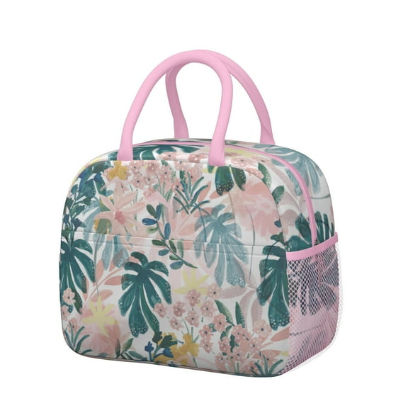 Reusable Floral Lnsulated Lunch Bag for Women & Men-Leakproof Water-Resistant Cooler Tote,Large Capacity(10.6x8.7x6.3in)for Work,Office,Travel,Picnic,Beach.