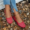 thumbnail image 4 of HTHLVMD Comfortable Slip-On Shoes, Casual Walking Flats for Women, Slip-On Dressy Flats, Rhinestone Ballet Flats for Women, Womens Faux Suede Rhinestone Ballerina Ballet Flats Shoes, Red 7, 4 of 6