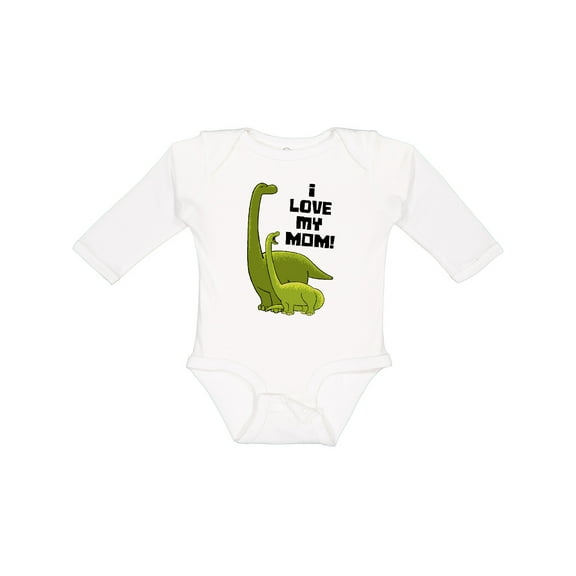 Inktastic I Love My Mom with Baby and Mommy Brontosaurus Boys or Girls Long Sleeve Baby Bodysuit
