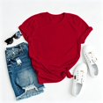 thumbnail image 4 of Garbnen Short Sleeve Shirts for Women Casual Crew Neck Tshirts for Women Basic Solid Color Lightweight Trendy Women Tunic Tops Red XL, 4 of 5