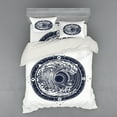thumbnail image 2 of Compass Duvet Cover Set, Sea Navigation with a Drawing of Tempest Inside Big Wave Adventure Journey, Bedding Set with Shams and Fitted Sheet, 3 Sizes, by Ambesonne, 2 of 3