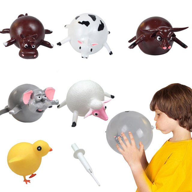 Niños Inflables Soplando Vent Globos Juguete Tpr Animal Squeezing Balls Divertidos Niños Vent Toy Balls12 Unids Sweethay FN005594-00