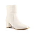 thumbnail image 1 of Unique Bargains Women's Square Toe Side Zipper Block Heel Ankle Boots Cream (Size 6), 1 of 7