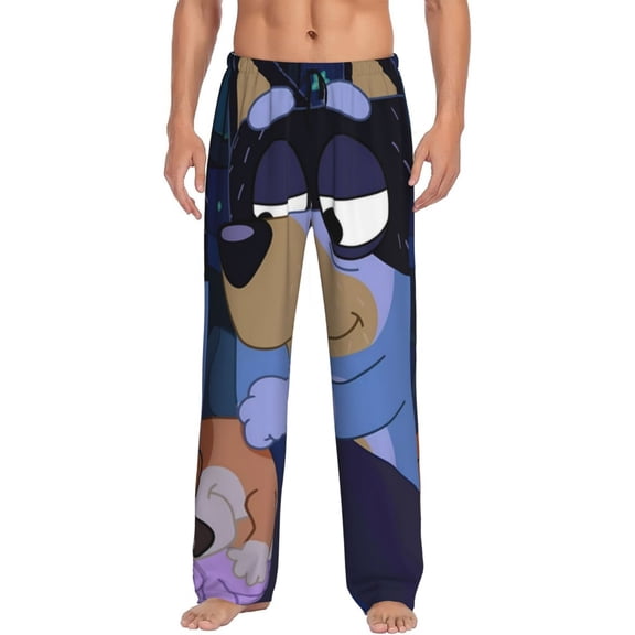 Zofaai Bluey Pattern Men's Trousers, Elastic Waistband with Pockets, Pajama Pants, Home Wear-Small