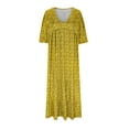 thumbnail image 4 of Robes pour Femmes 2024 Été Robe Décontractée Oversize Col en V Manches 3/4 Ample Coton Fluide Bohème Robes Soleil Rabais de 50 % Liquidation!, 4 of 6