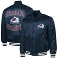 thumbnail image 4 of Men's G-III Sports by Carl Banks Navy Colorado Avalanche Adaptive Bold Logo Satin Full-Snap Varsity Jacket, 4 of 5