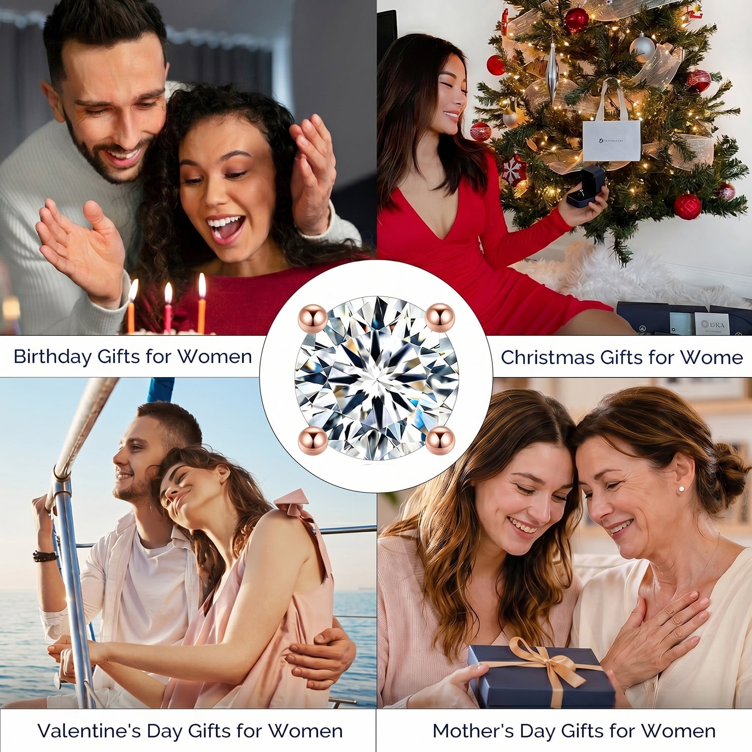 MomentWish 0.6 Carat Round Cut Moissanite Earrings for Women 925 Sterling Silver Solitaire Studs Birthday Gifts for Her